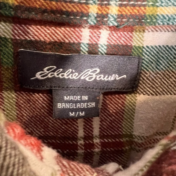 288. EDDIE BAUER Bristol Men's Flannel Shirt in Rust Plaid M - Picture 8 of 11